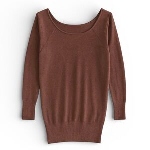 Venus Brown Metallic Cold Shoulder Tunic Date Top Sparkle Knit Sweater Blouse XS